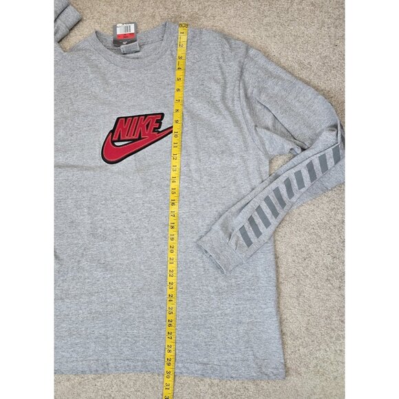 NWT VTG Nike Long Sleeve Y2K Embroidered Logo Shirt Mens Size Large Gray NEW - Picture 6 of 8